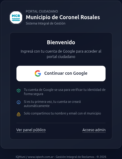 Portal ciudadano — Inicio de sesión con Google