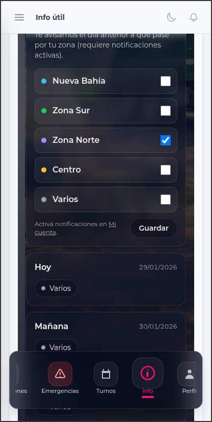 Voluminosos — alertas por zona